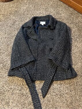 White House Black Market Black and White Tweed Peacoat